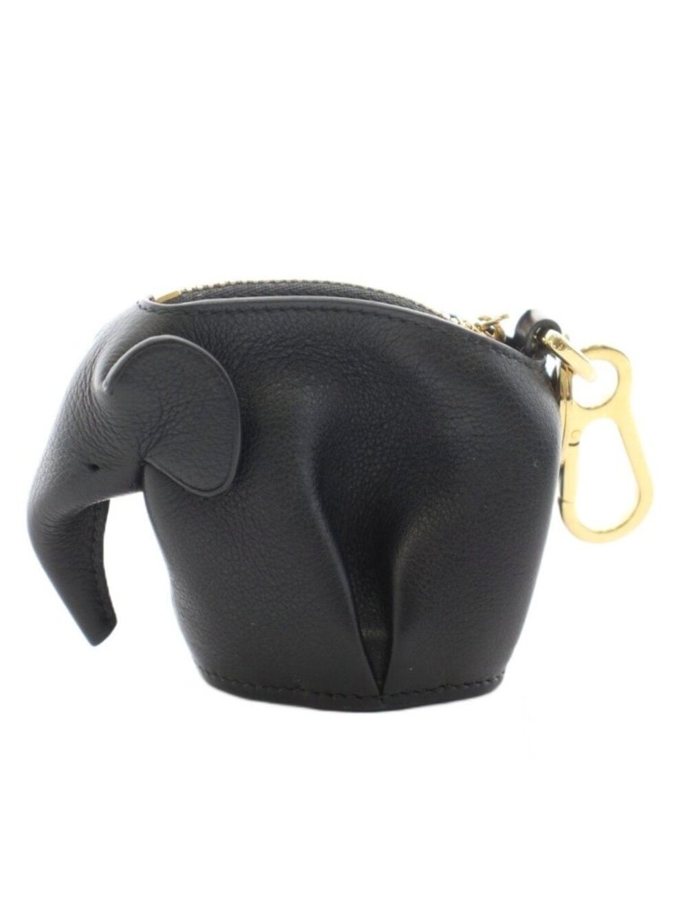 Loewe Elephant Charm Coin Purse Leather Black